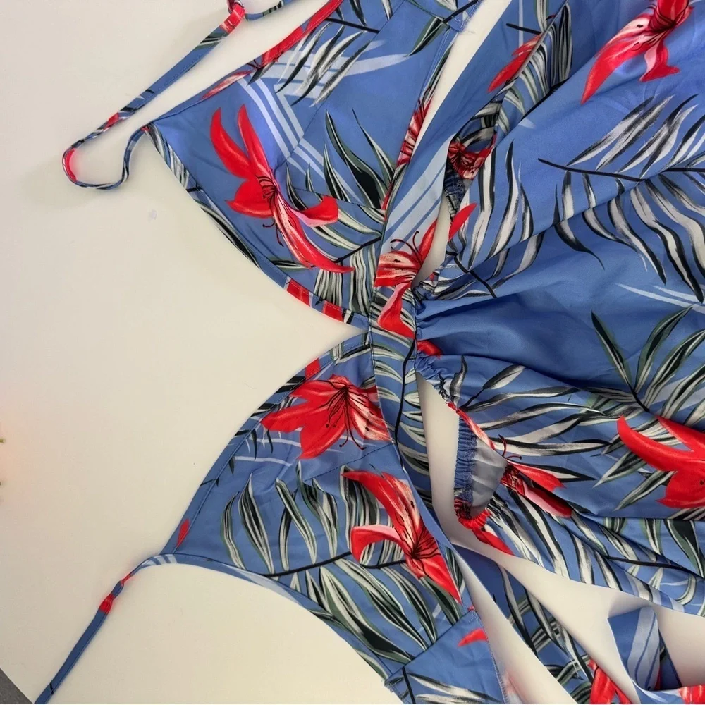 4/$25 Like new SHEIN tropical resort dress sz M - Picture 5 of 7